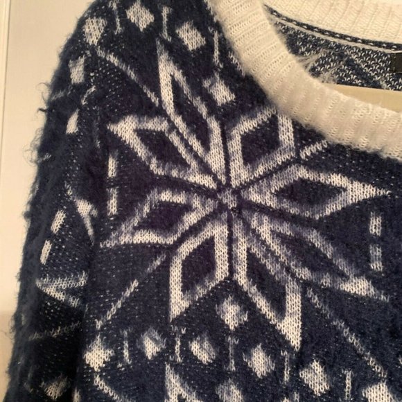 Fu Zade FUZZY Blue/white Pullover Sweater SZ S - Picture 2 of 4